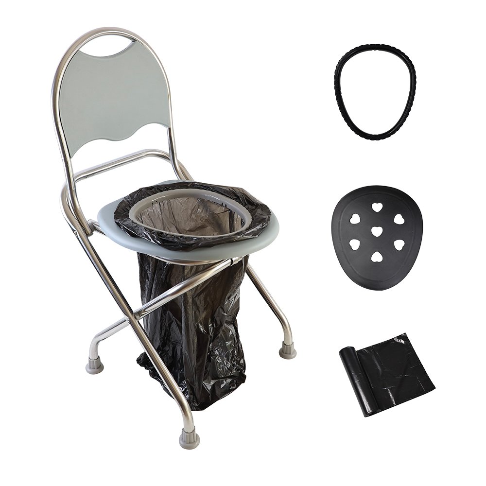 Outdoor toilet with backrest and curved legs Outdoor toilet with backrest and curved legs