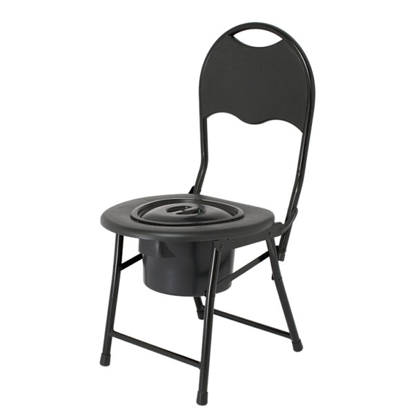 Outdoor toilet with backrest and straight legs