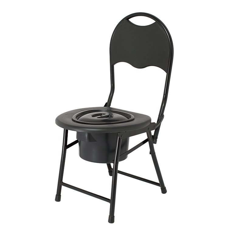 Outdoor toilet with backrest and straight legs Outdoor toilet with backrest and straight legs