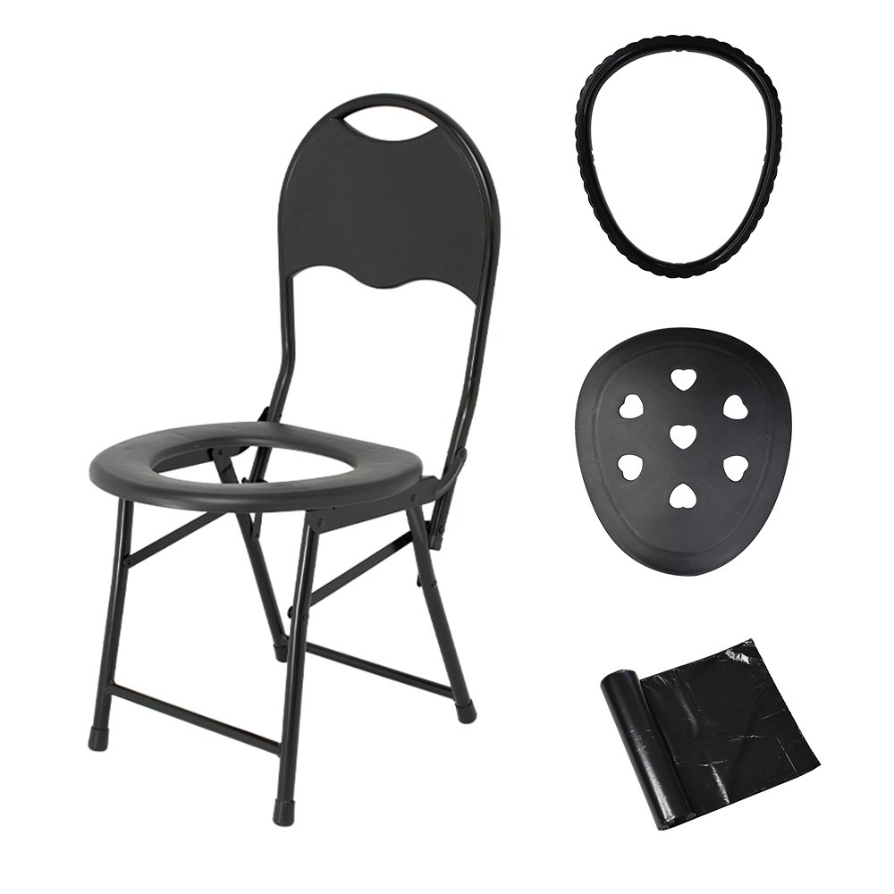 Outdoor toilet with backrest and straight legs Outdoor toilet with backrest and straight legs