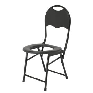 Outdoor toilet with backrest and straight legs Outdoor toilet with backrest and straight legs