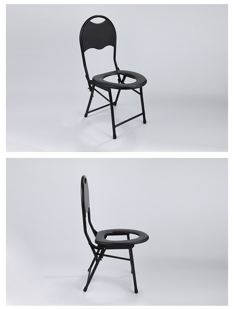 Outdoor toilet with backrest and straight legs Outdoor toilet with backrest and straight legs