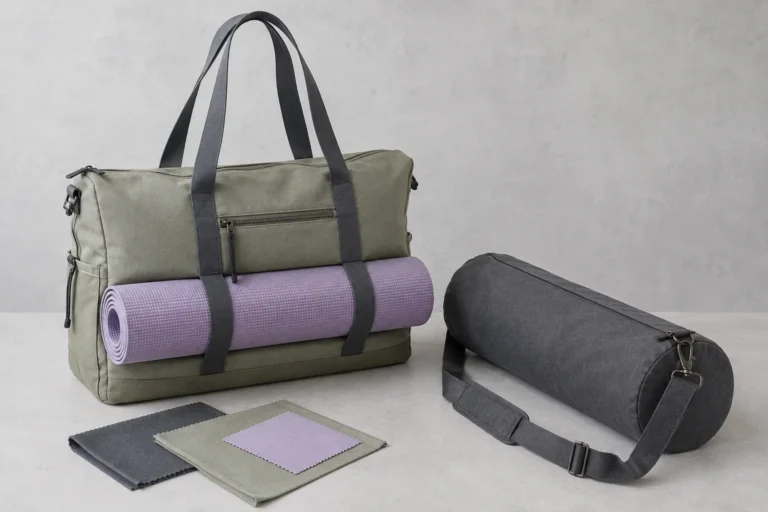 Custom yoga tote and mat bag sample